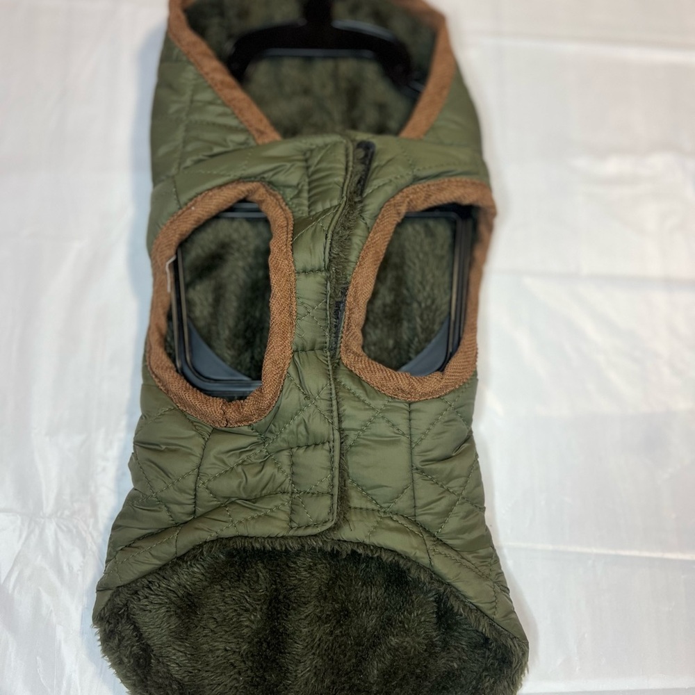 Olive Green Quilted Dog Jacket